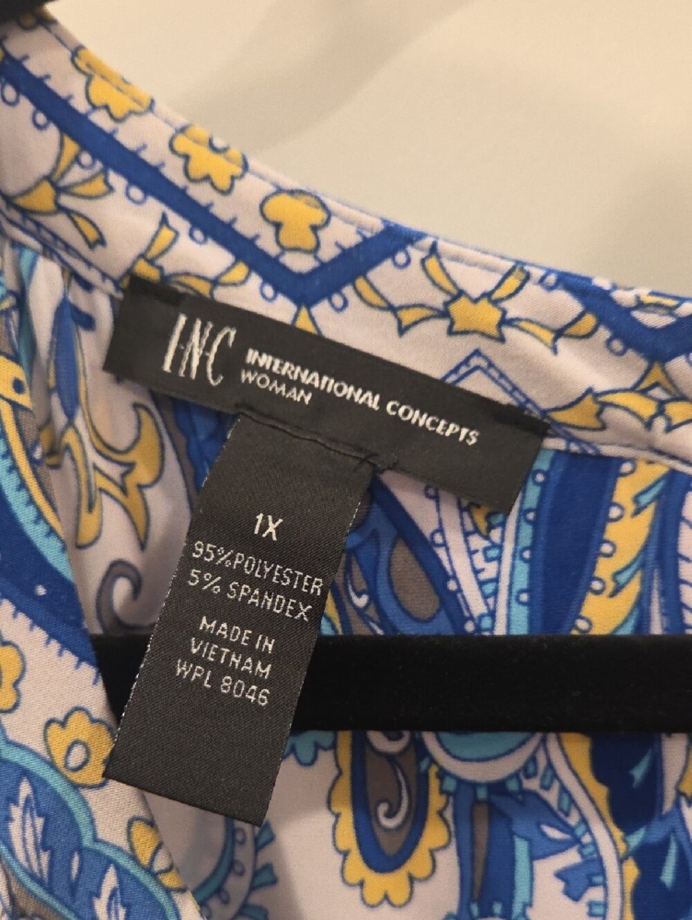 INC International Concepts Blue and Yellow Paisley Halter Maxi Dress - Picture 2 of 4